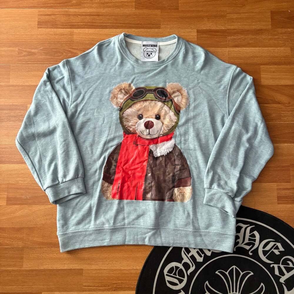 Moschino Couture! Aviator Teddy Bear Graphic Sweatshirt